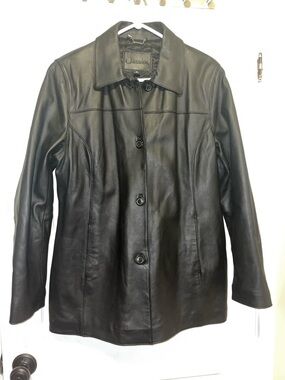 Vintage Jessica black leather jacket with quilted lining 1990s
